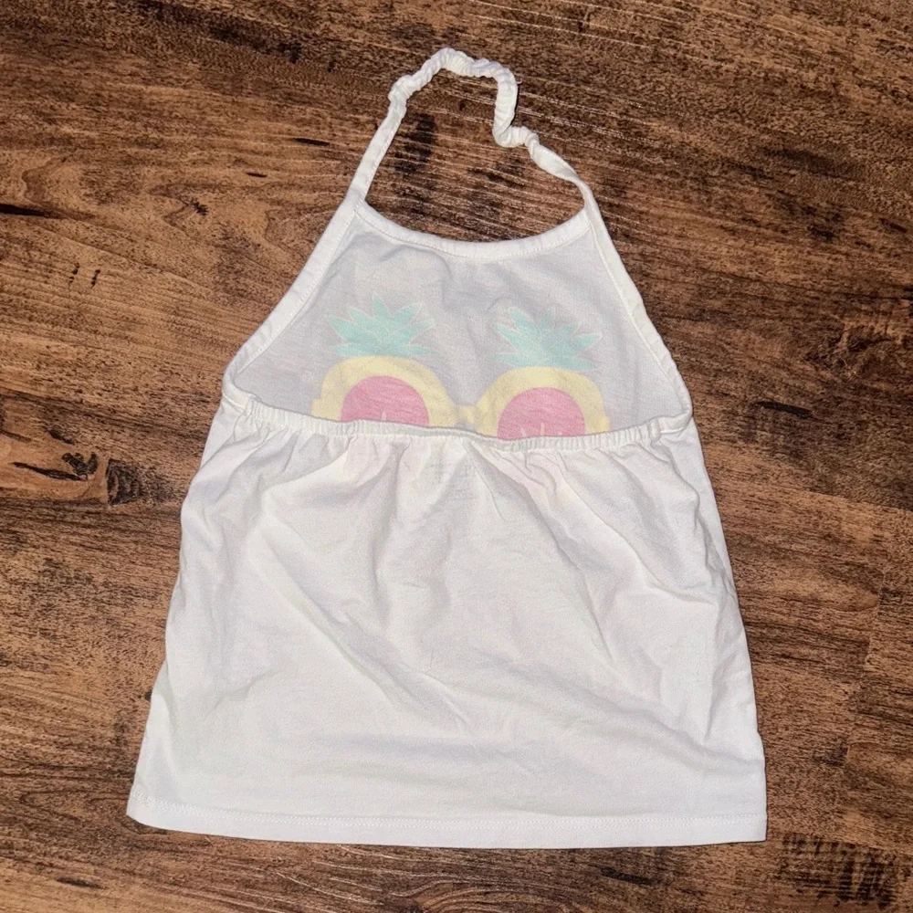 The Children's Place White Halter Top with Pineapple Design